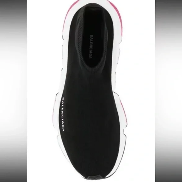 *AUTHENTIC* BALENCIAGA - Speed Knit Sneaker - Black/pink - Women’s US 6 / EU 36 - Picture 3 of 12
